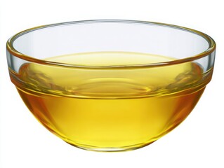 Bowl with yellow liquid isolated on white background
