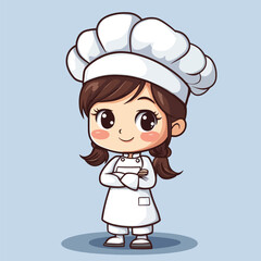 Chef girl mascot cute cartoon no details solid background bright