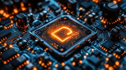 High-tech CPU on circuit board