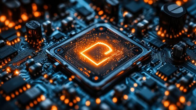 High-tech CPU on circuit board - Powered by Adobe