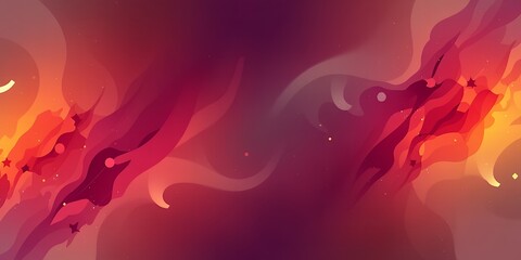Abstract background with swirling red and orange hues and scattered light particles design