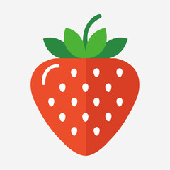 Flat Style Illustration of a Delicious Strawberry