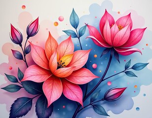 Watercolor Flowers Illustration