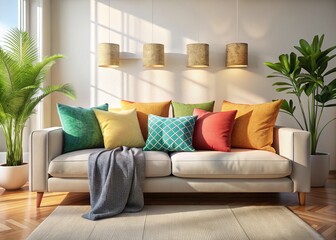 Minimalist Living Room Throw Pillows Natural Light