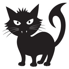 Black setting angry Halloween Cat Silhouette 