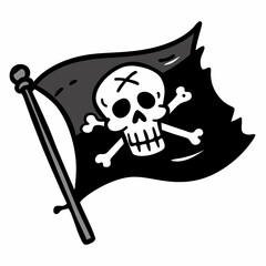Skull and Crossbones Pirate Flag Illustration with Iconic Jolly Roger Design