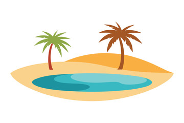 Obraz premium desert-oasis-with-palm-trees-and-reflective-water- 