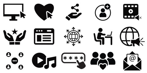 Solid Social Media Icons Pack – Online Marketing, Blog, Website & Community Symbols Collection