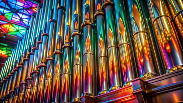 Colorful Organ Pipe Reflections: A Candid Architectural Detail