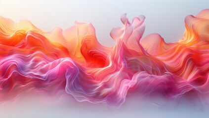 Obraz premium Abstract red and pink wave design on white background, with copy space for text. Abstract concept art of a wavy watercolor pattern in shades of crimson and peach 