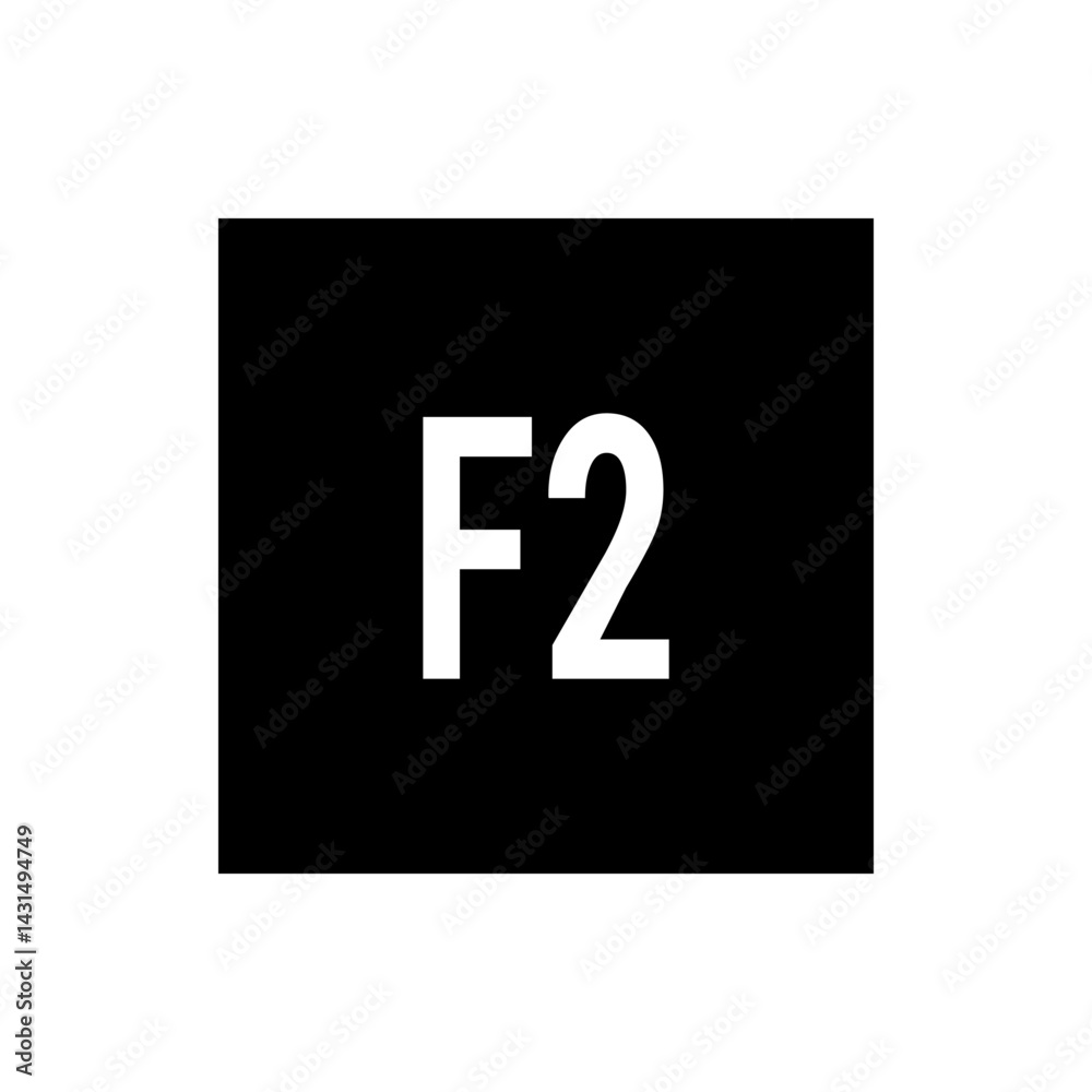 Poster white f two text on a black background with a simple and bold design for clear visual communication