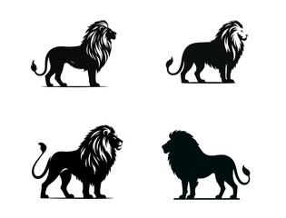 A set of Powerful Lion Silhouette Design	

