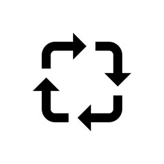 Illustration of a square arrangement of four black arrows indicating a cyclical or repeating process flow