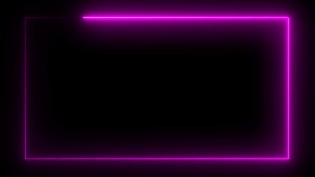Minimal Animated Background Loop for YouTube and Presentations, rectangle picture frame with four tone neon color and isolated black background. 4k video.