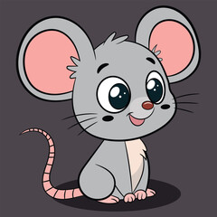 Cute little mouse cartoon sitting vector illustration