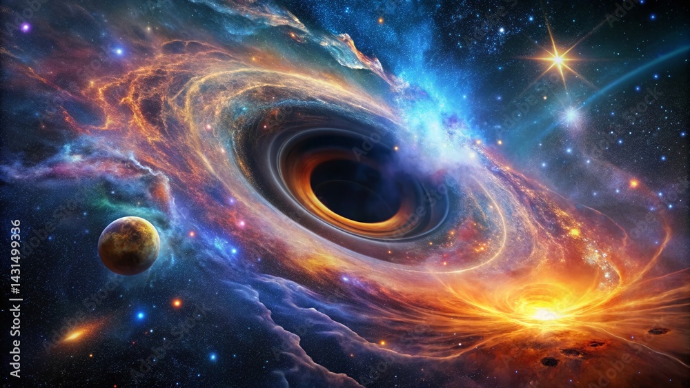 Canvas Prints cosmic astrology: black hole explosion in low light, celestial event