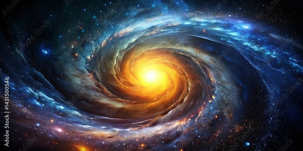 Wall mural cosmic vortex: silhouette of starry nebula in deep space