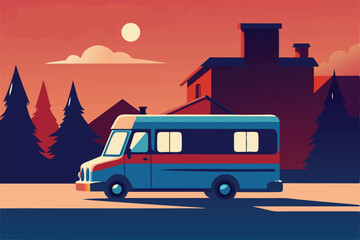 Fototapeta premium ice-cream-truck-parked-in-a-neighborhood--.eps
