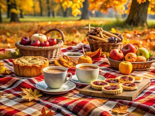 Cozy Autumn Picnic: Finger Foods & Warm Drinks - Perfect for Fall Food Promotions