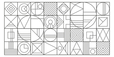 Background of squares and geometric shapes. Geometric drawing. Abstract engineering background. Vector illustration .