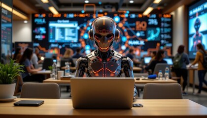 Obraz premium Artificial intelligence is a cutting edge technology that enables humans to engage with intelligent chatbots, revolutionizing their daily routines and interactions