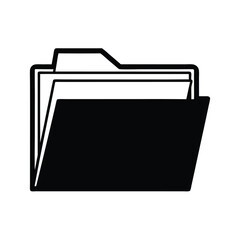 Silhouette of an open file folder with documents inside vector Art & Illustration