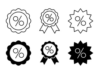 Discount Icon set. Collection of outline Discount pictograms in modern flat design. Discount symbol for web design and mobile app. Discount line logo. Vector illustration.