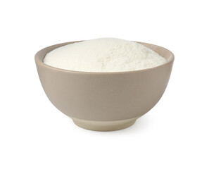 Collagen powder in bowl isolated on white