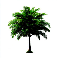 Isolated palm tree full view shot on white background