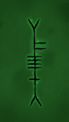 Name Lea Written in Celtic Ogham Alphabet with Green Magic Aura Suitable for Phone Wallpaper or Screensaver