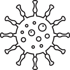 virus line art, black outline, vector and illustration, coloring book page line art drawing