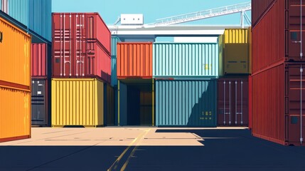 Fototapeta premium Containers in shipping yard, shipping port. 