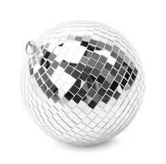 One shiny disco ball isolated on white