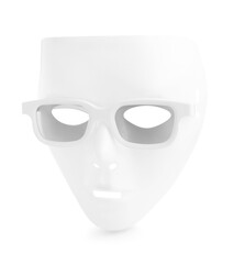 Plastic theatre mask with sunglasses isolated on white