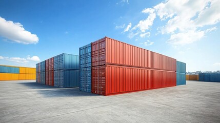Fototapeta premium Containers in shipping yard, shipping port. 