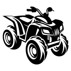 Black and White Graphic Illustration of a Four Wheeler Vehicle Design