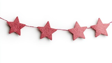 Obraz premium Red Glitter Star Garland on White Background