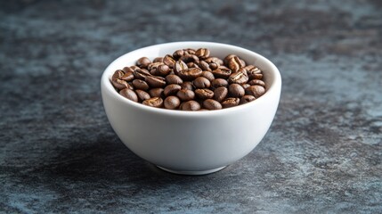 Fototapeta premium Roasted coffee beans in the shape of a heart, centered on a white ceramic mug generative ai