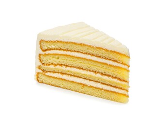 Fototapeta premium Single slice vanilla layer cake photography