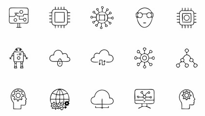 artificial intelligence set of web icons in line s.eps