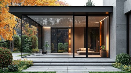 Modern Autumnal Glass House Extension Design