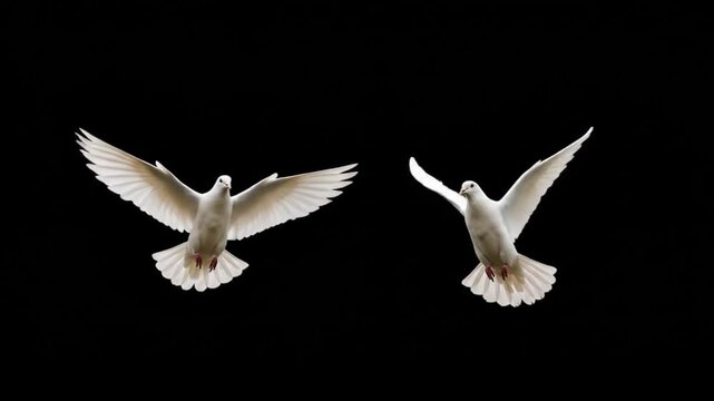 Angel wings with Two white doves symbolizing peace and freedom, perfect for use in wedding invitations, greeting cards, or naturethemed designs.