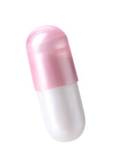 Collagen capsule isolated on white. Dietary supplement