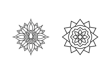 Two Decorative Mandala Designs With Intricate Line Art On White Background