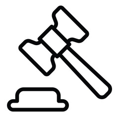 Judge gavel line icon, law and order concept. Vector graphics. Wooden hammer, judgement sign on white background, style for mobile or design.