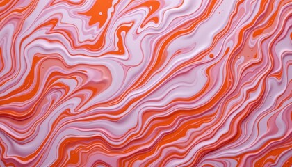 Obraz premium A swirling mixture of pink and orange liquids, creating abstract patterns.