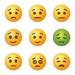Set of emoticons, emoji isolated on white background, vector illustration.