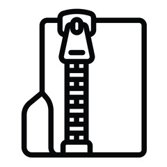 Archived files folder line icon, windows pack concept. Vector graphics. Folder with zipped files, folder and zipper sign on white background, style for mobile or design.