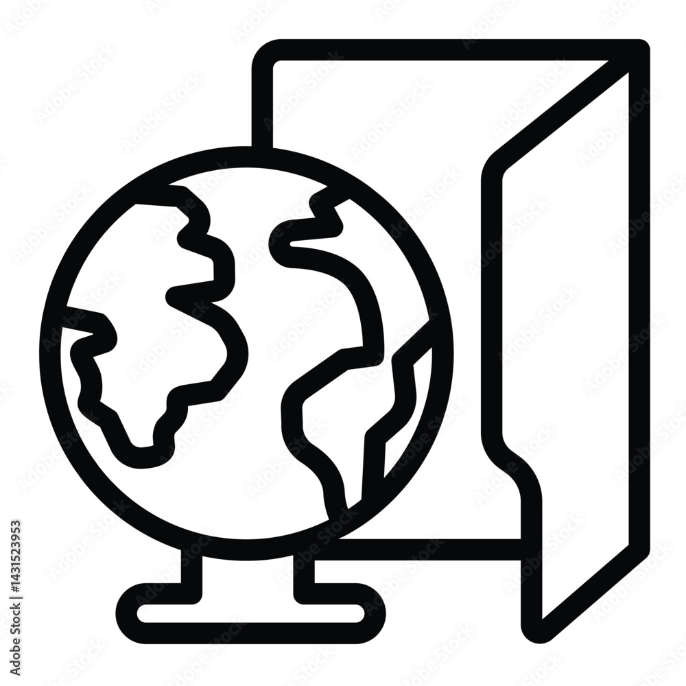 Poster network folder with connection line icon, windows pack concept. vector graphics. folder and planet e
