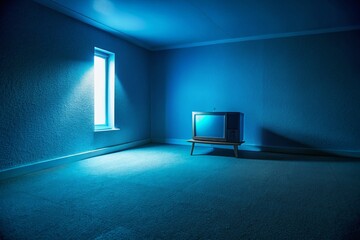 Dark Room, Television, Gloomy Atmosphere, Empty Space, Night Interior